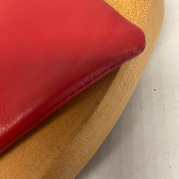 India Hicks Red Leather Zippered Clutch